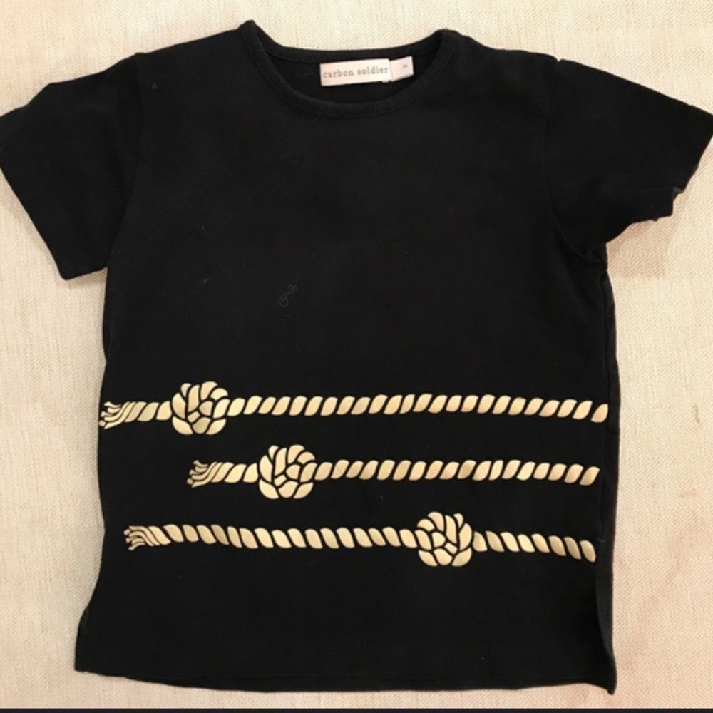 Carbon Soldier Rope Gold Detail Unisex T-Shirt- Size 6